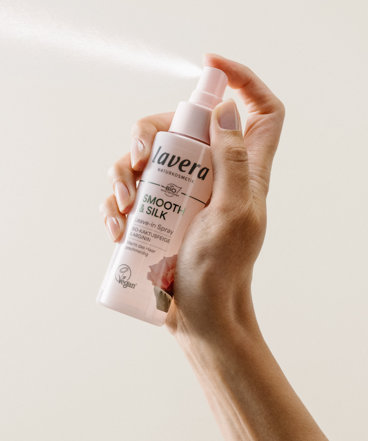 lavera Leave In Spray Smooth & Silk during application