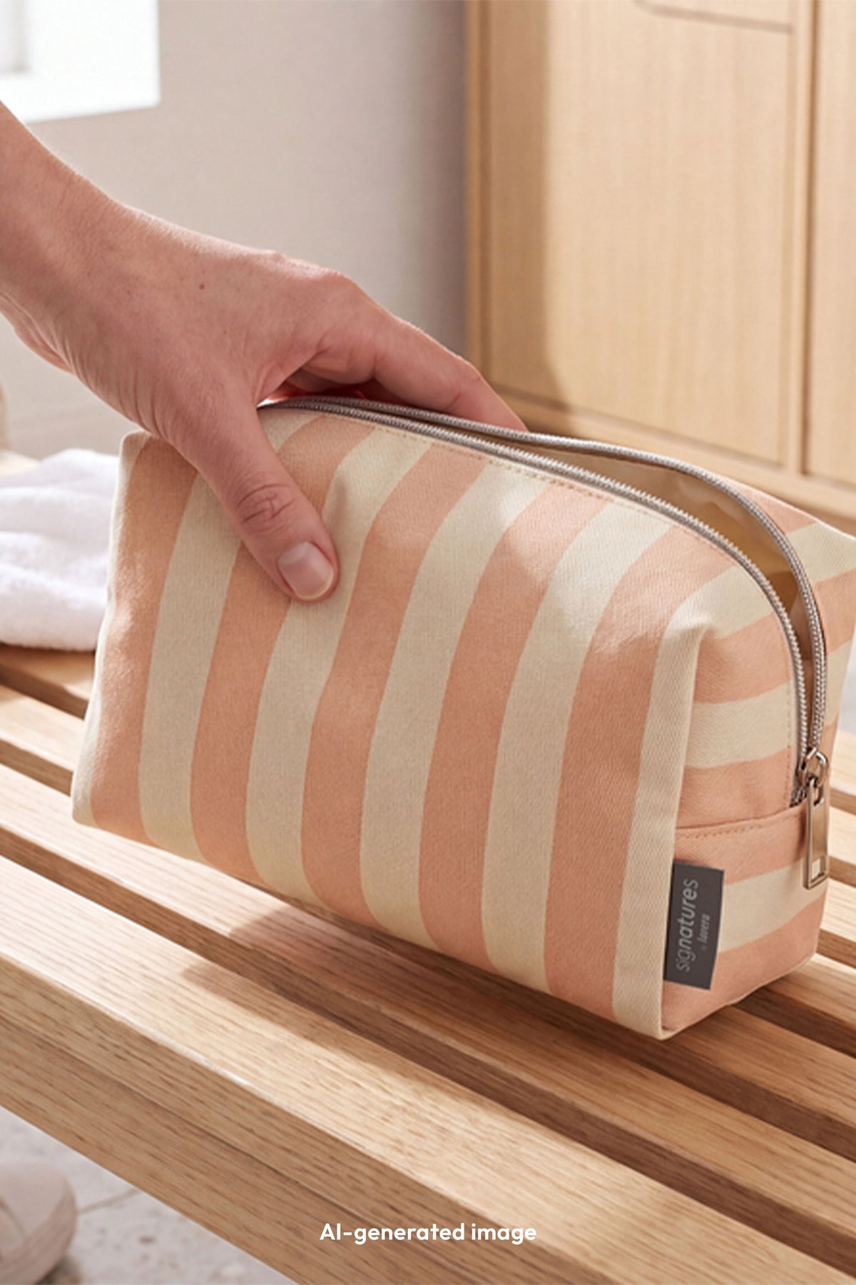 lavera Trousse de toilette – Sunset Stripes lors de l'application