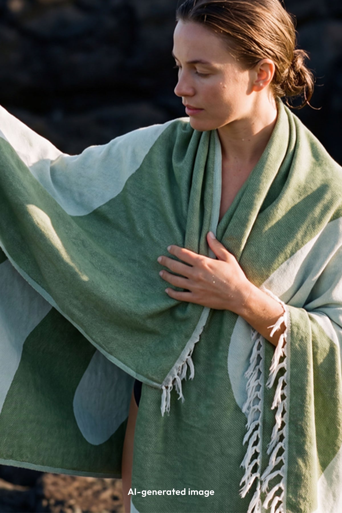 lavera Serviette de plage – Sage Green lors de l'application