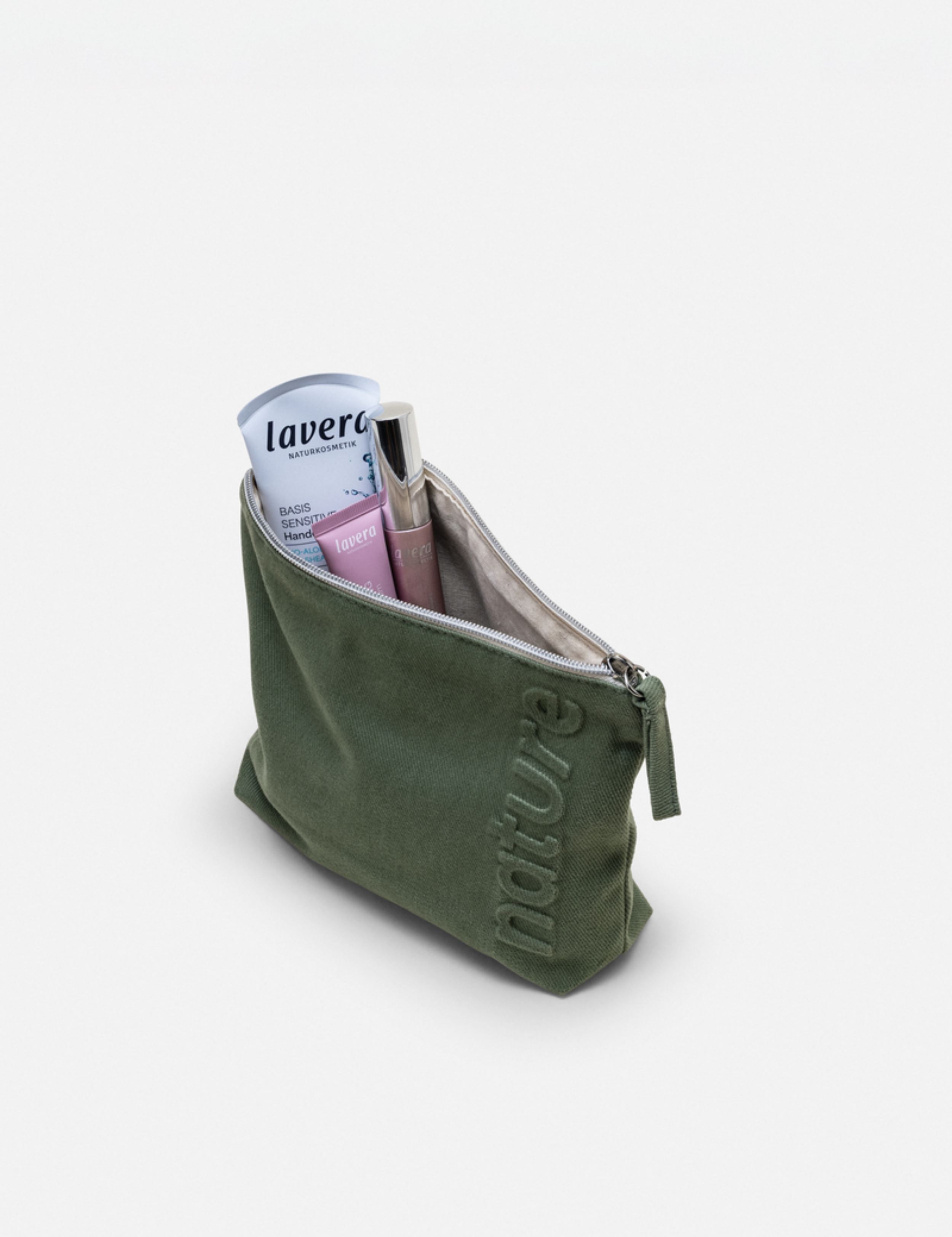 lavera Cosmetic Bag – Sage Green during application