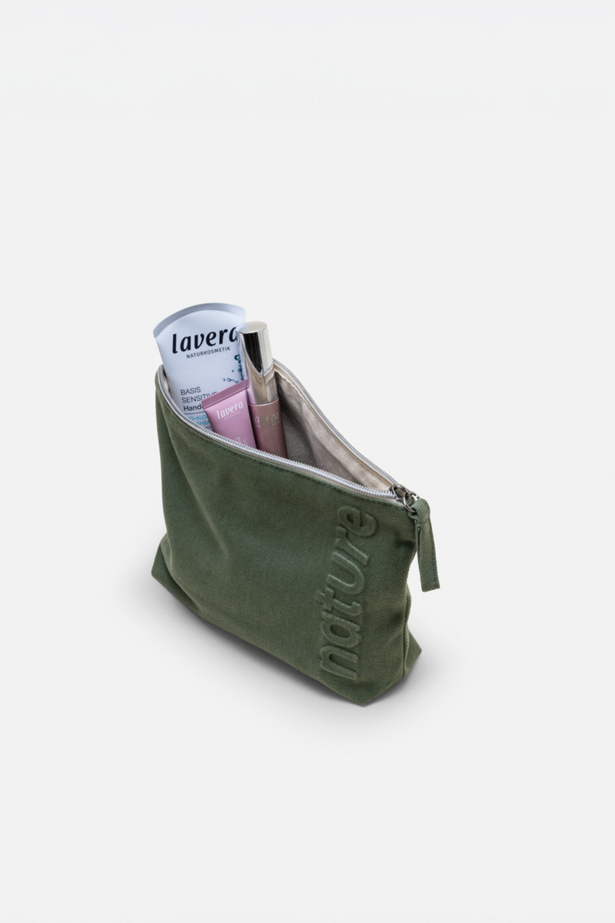 lavera Cosmetic Bag – Sage Green during application