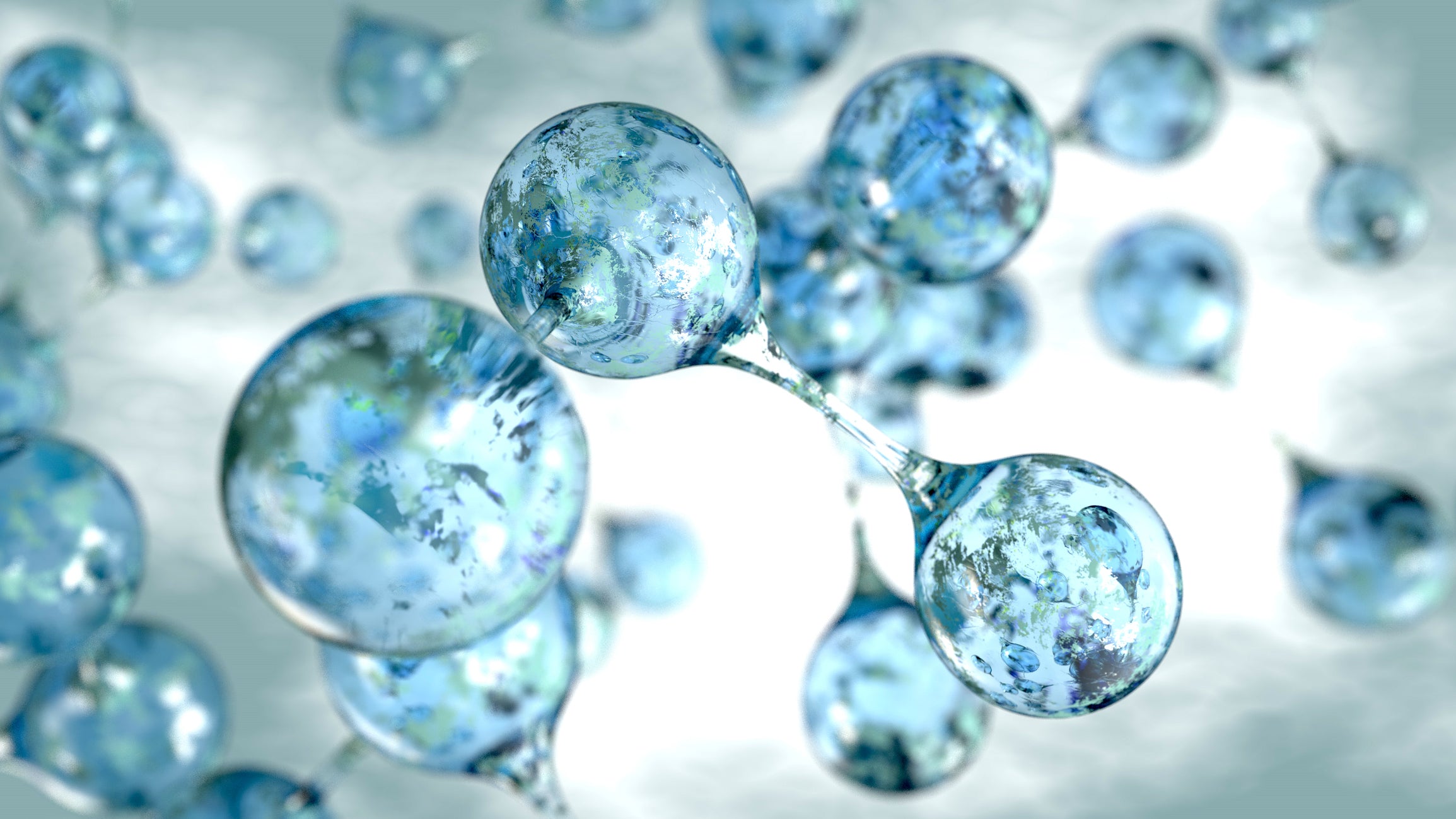 Molécules bleues reliées entre elles