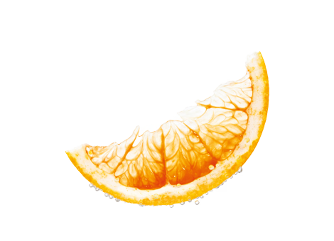Tranche d'orange sur fond blanc