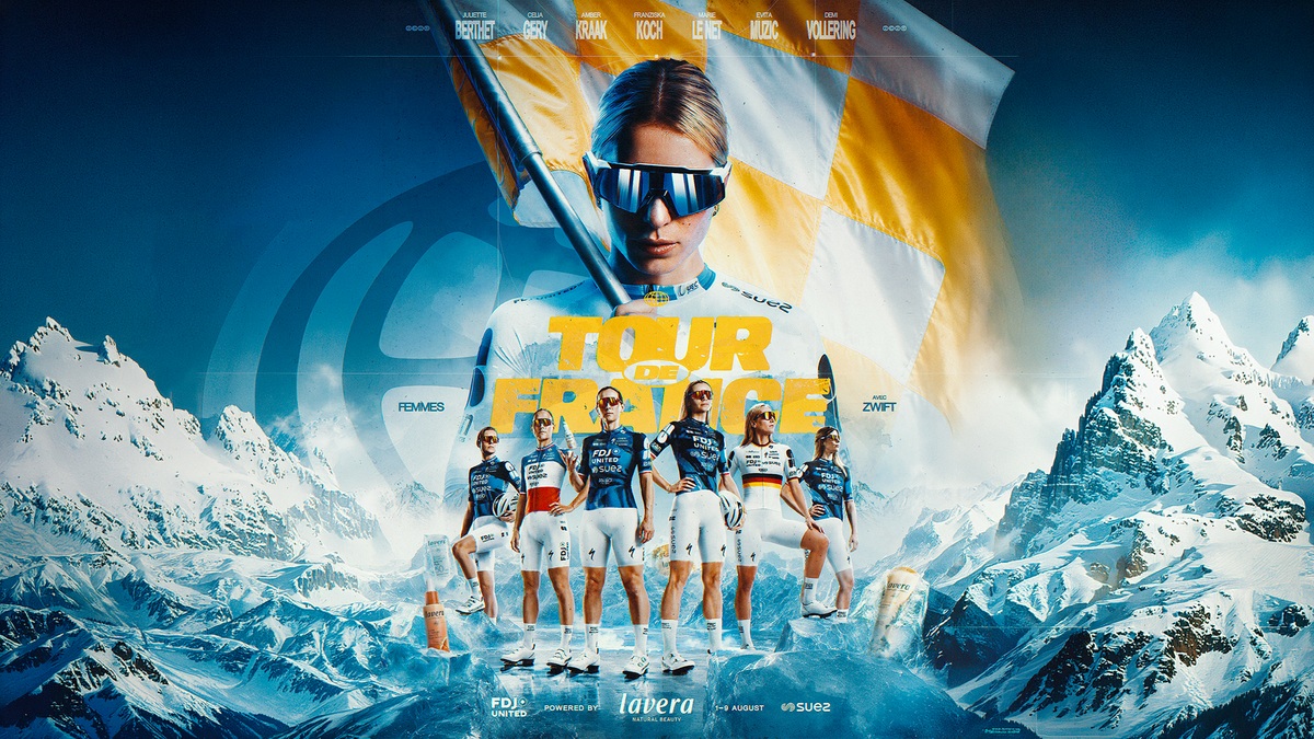 Official poster of the FDJ UNITED-SUEZ cycling team