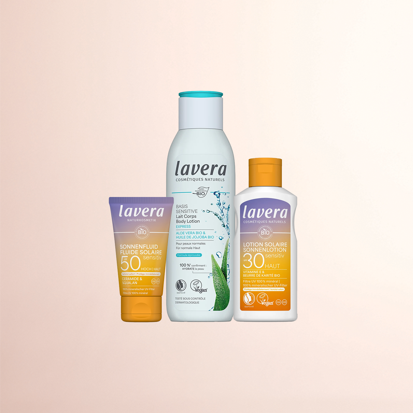 Komplett Set Sonne: Sonnenfluid LSF 50, Sonnenlotion LSF 30, Bodylotion Express
