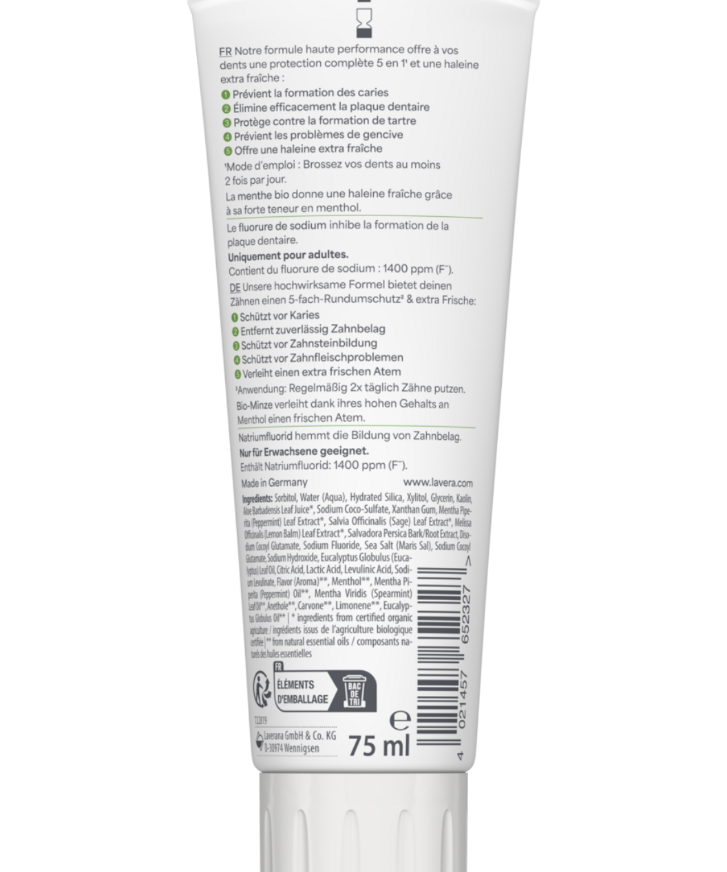 lavera Dentifrice Complete Care Avec Silice