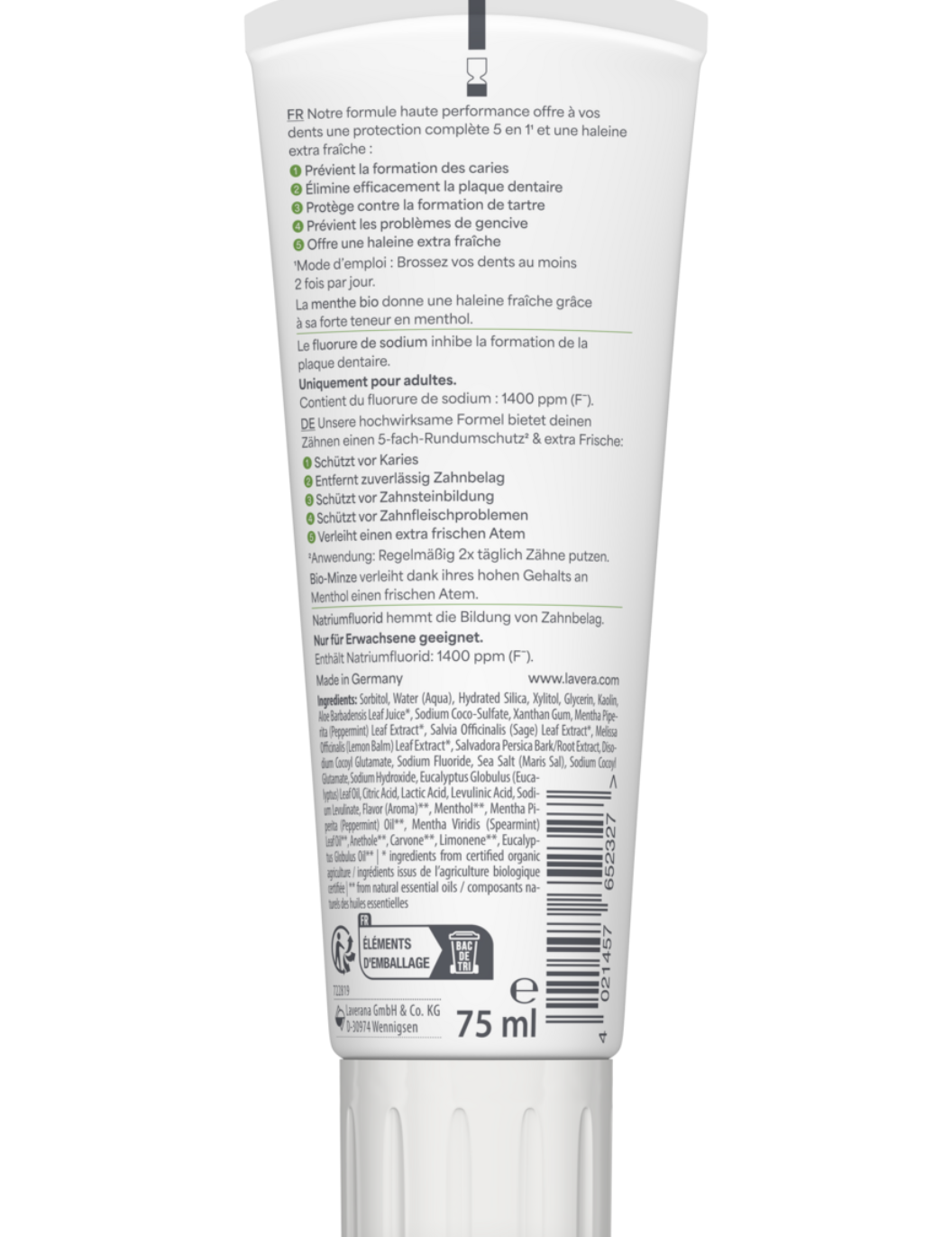 lavera Dentifrice Complete Care Avec Silice