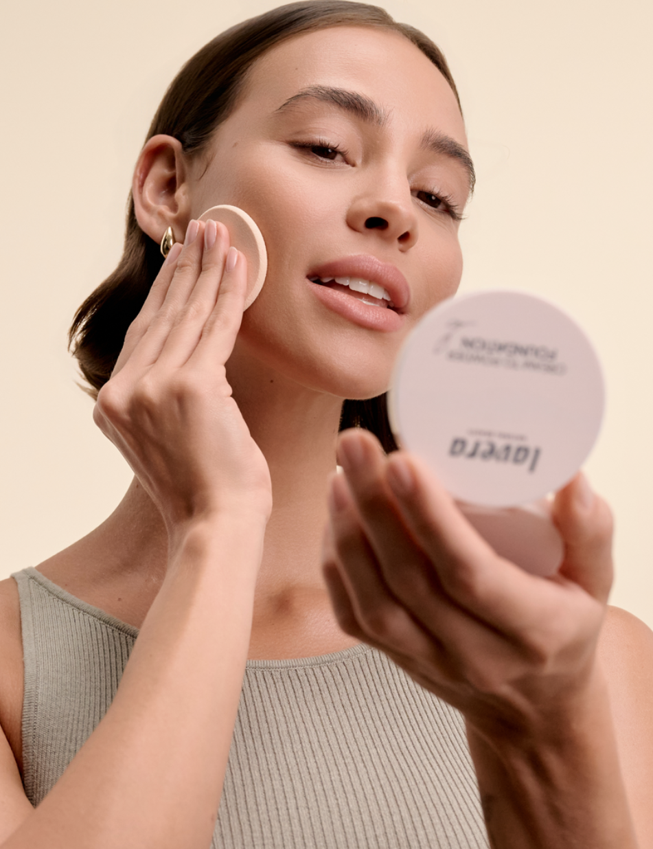lavera Cream to Powder Foundation -Light 1.0- during application