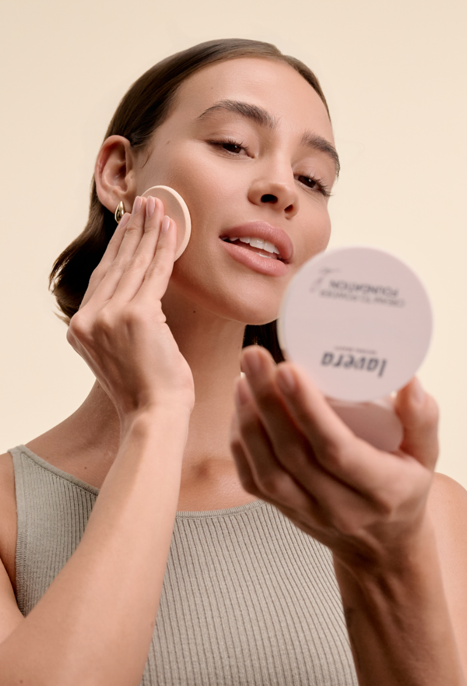 lavera Cream to Powder Foundation -Light 1.0- during application