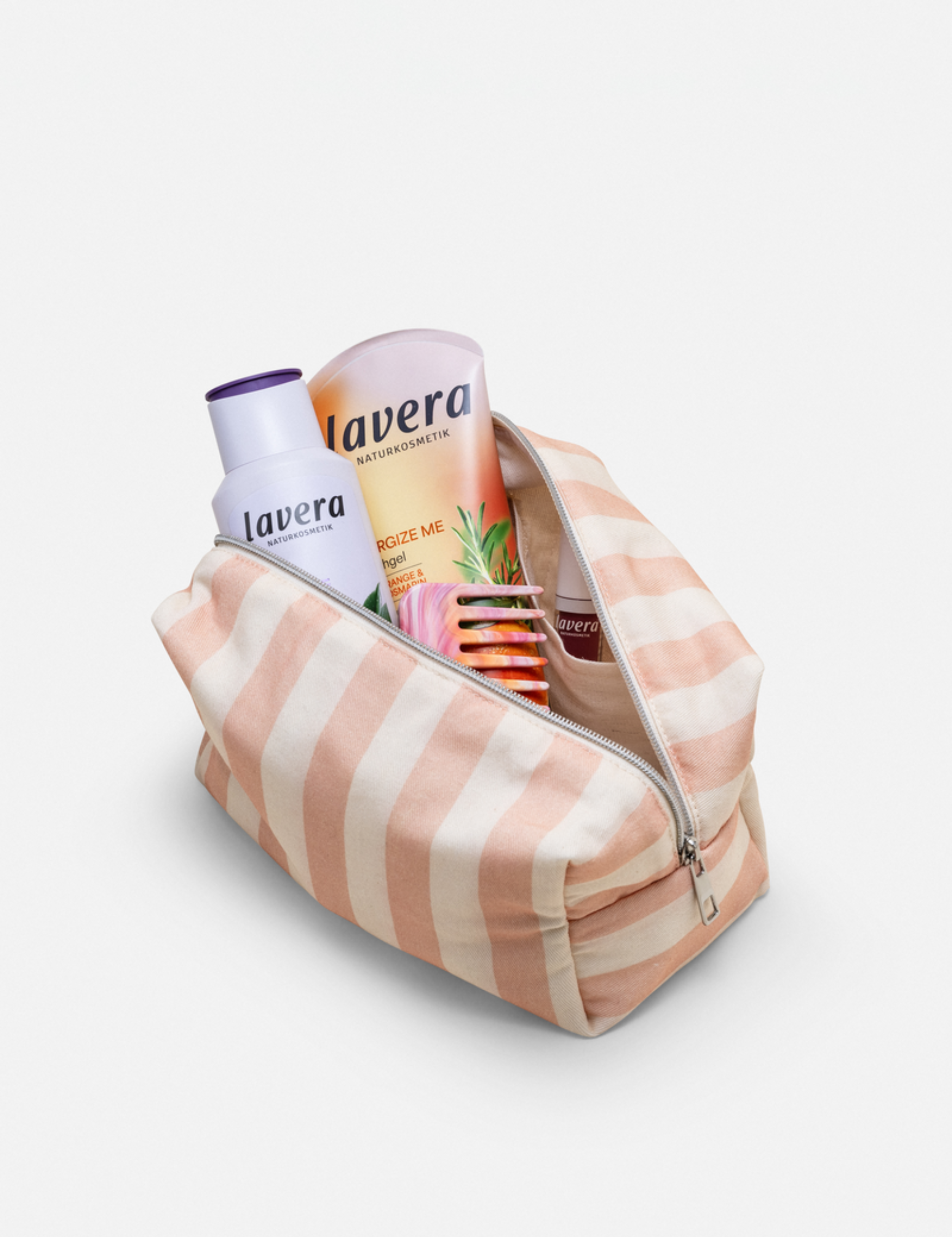 lavera Cosmetic Bag – Sunset Stripes during application