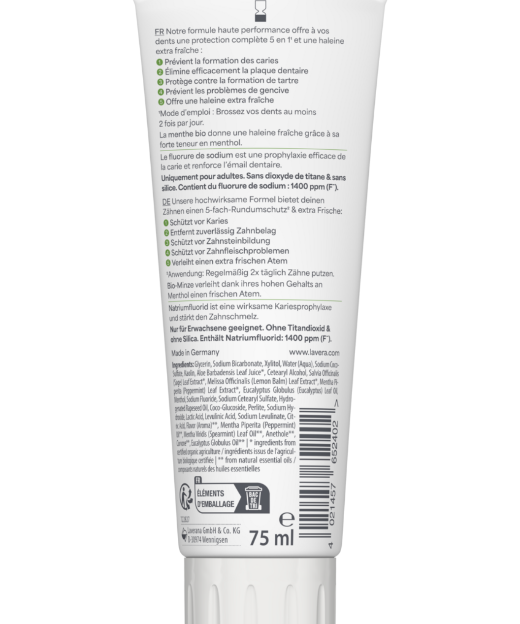 lavera Dentifrice Complete Care  Sans Silice