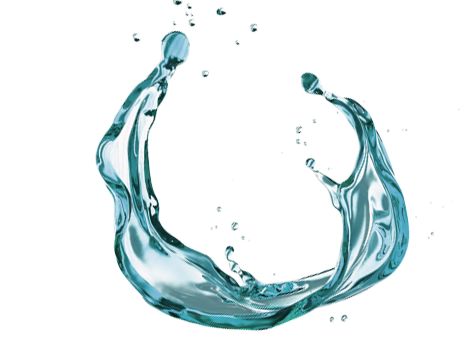 Éclaboussure d'eau turquoise en forme de cercle sur fond blanc